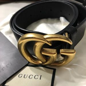 Gucci gold GG authentic leather belt
